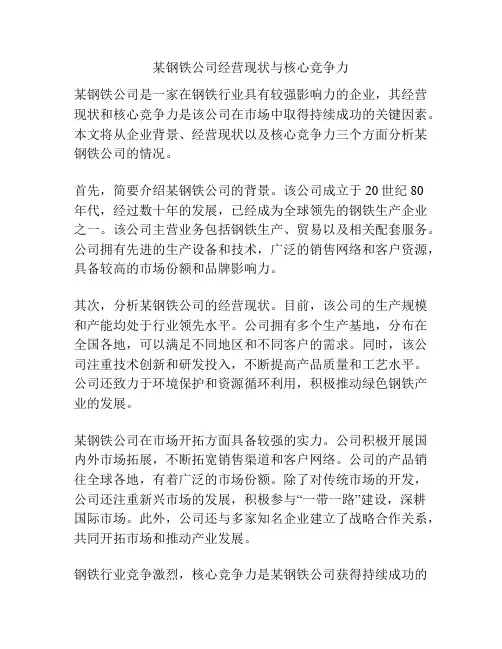 某钢铁公司经营现状与核心竞争力
