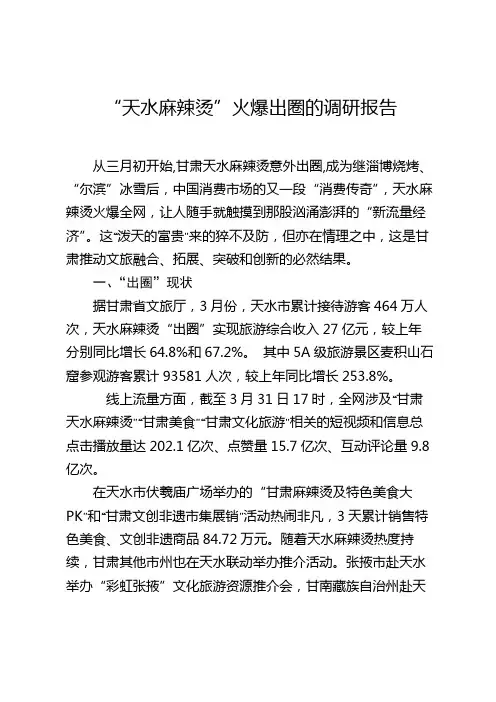 “天水麻辣烫”火爆出圈的调研报告