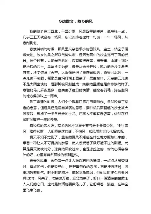 乡愁散文：故乡的风