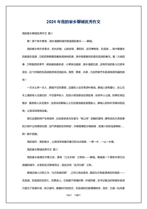 2024年我的家乡聊城优秀作文
