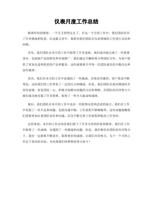 仪表月度工作总结