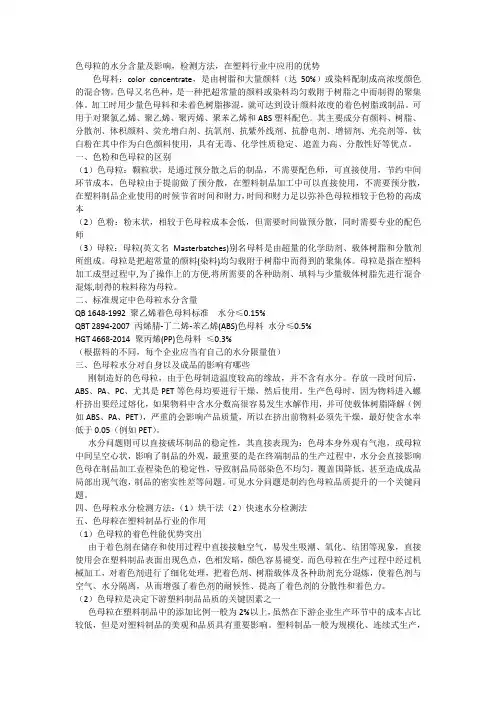 色母粒的水分含量及影响,检测方法,在塑料行业中应用的优势