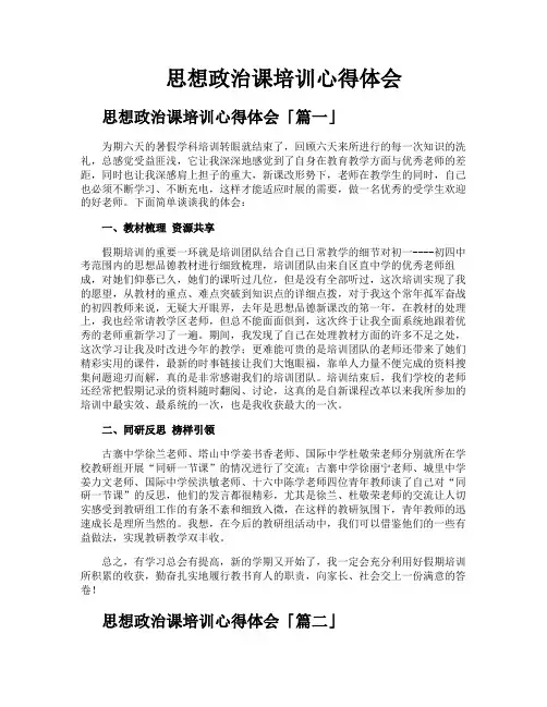 思想政治课培训心得体会