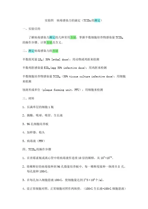 TCID50与moi值的计算
