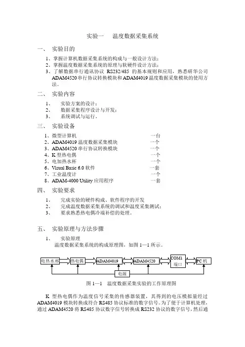 实验一温度数据采集系统
