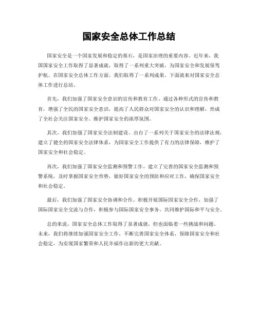 国家安全总体工作总结