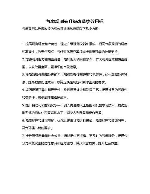 气象观测站升级改造绩效目标