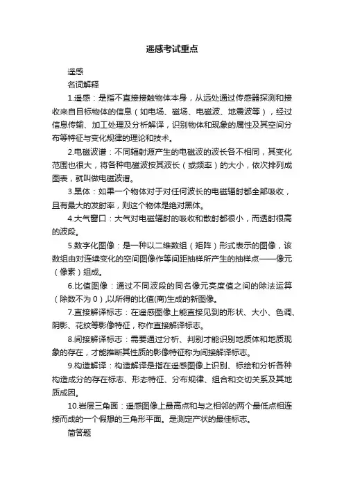 遥感考试重点