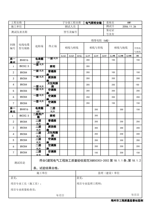 绝缘电阻测试记录[1] 2