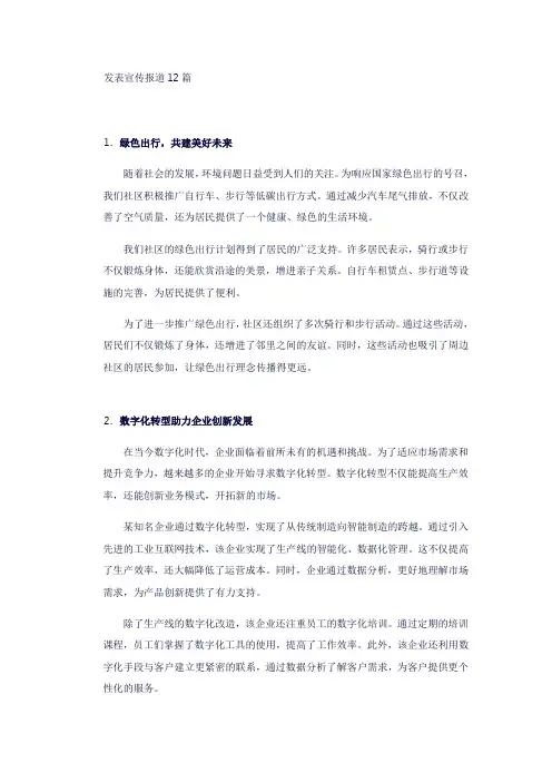 发表宣传报道12篇