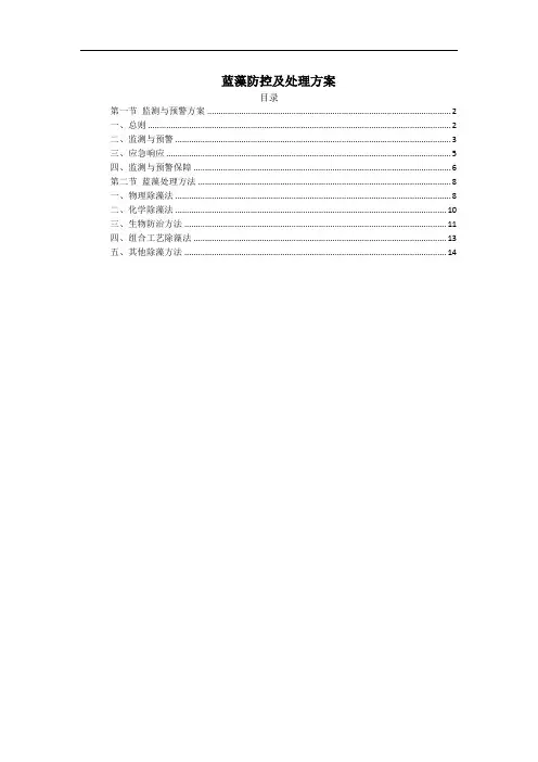 蓝藻防控及处理方案