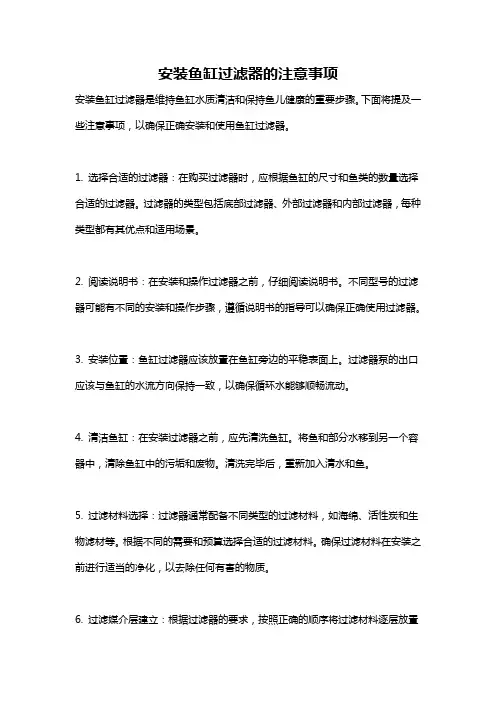 安装鱼缸过滤器的注意事项