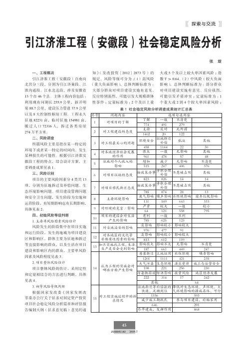 引江济淮工程(安徽段)社会稳定风险分析