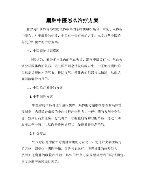 囊肿中医怎么治疗方案