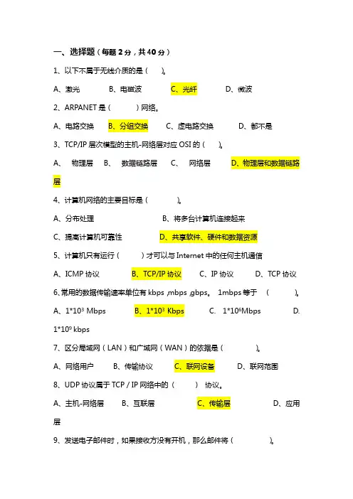 网络工程考题(有答案)