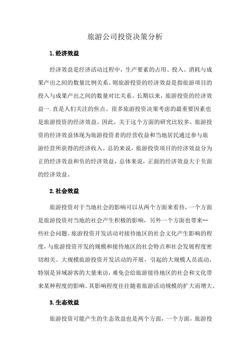 旅游公司投资决策分析