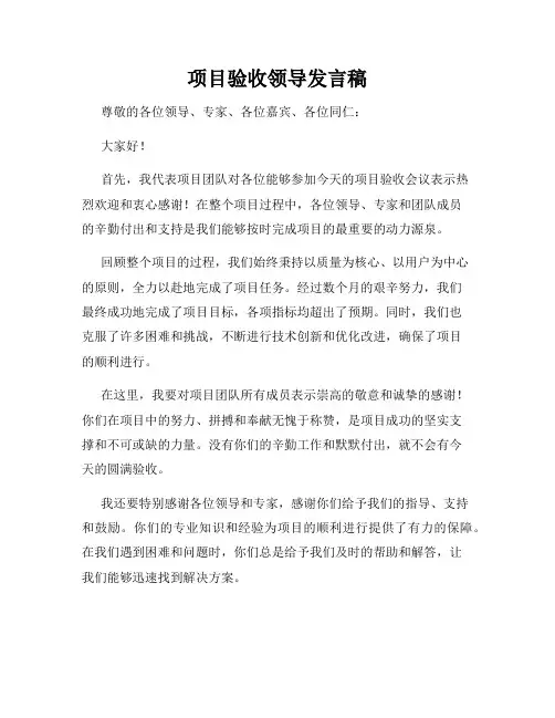项目验收领导发言稿