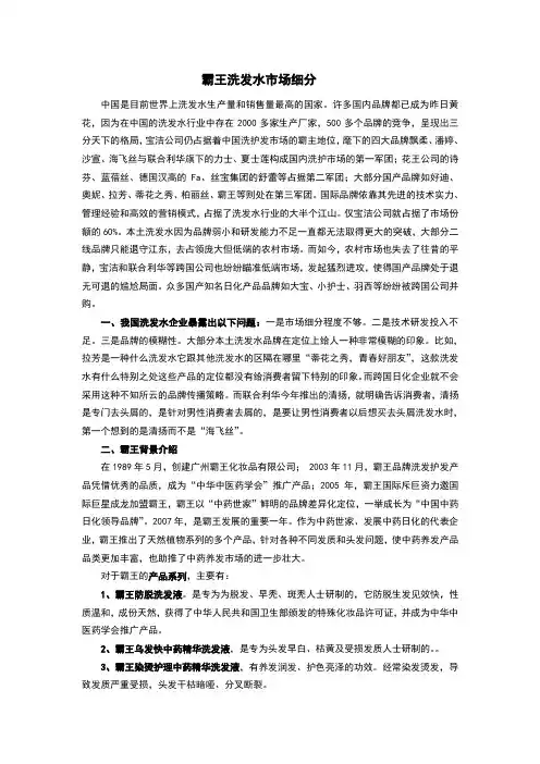 霸王洗发水市场细分