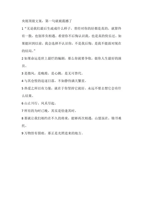 央视顶级文案,第一句就被震撼了