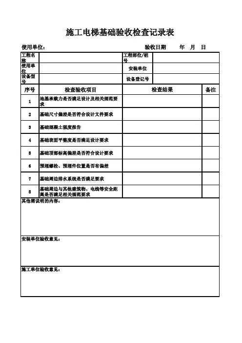 施工电梯基础验收表