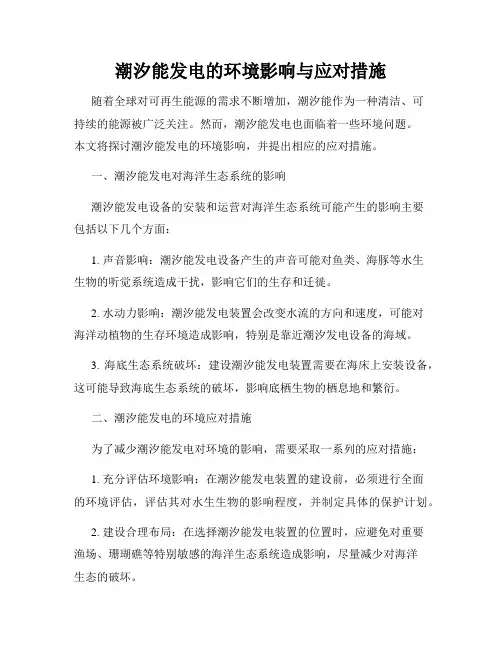 潮汐能发电的环境影响与应对措施