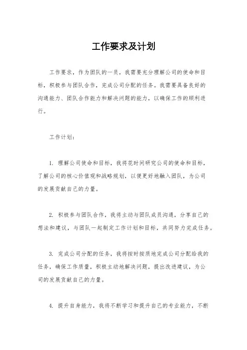 工作要求及计划
