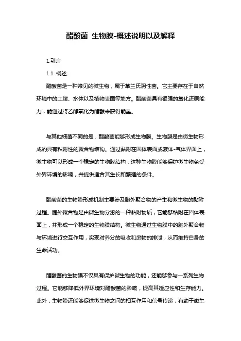 醋酸菌 生物膜-概述说明以及解释