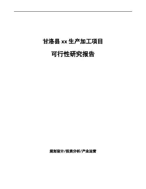 甘洛县可行性研究报告(立项备案模板)
