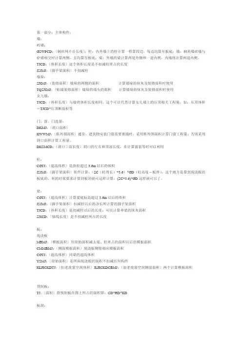 广联达工程量代码解释-土建