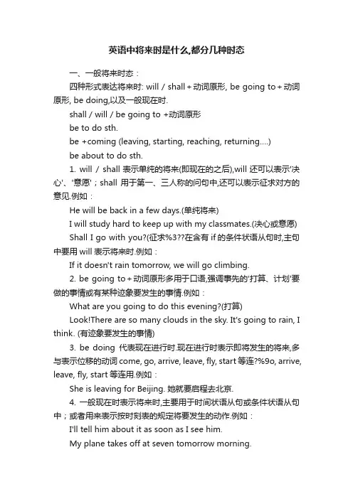 英语中将来时是什么,都分几种时态