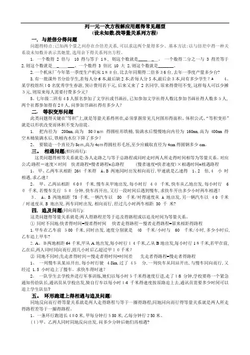 应用题的十六种常见题型