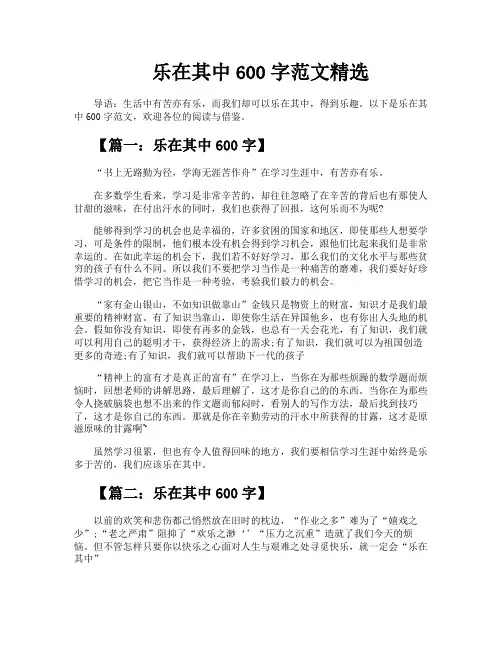 乐在其中600字范文精选