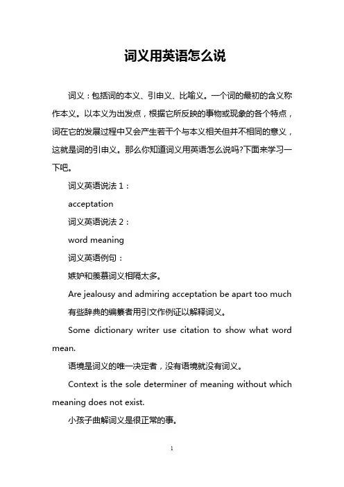 词义用英语怎么说