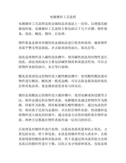 电镀镀锌工艺流程