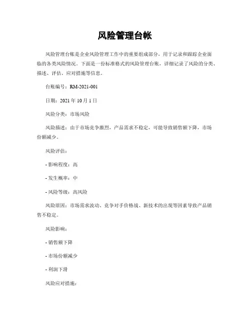 风险管理台帐