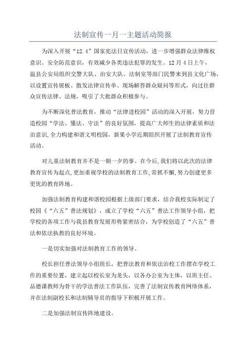 法制宣传一月一主题活动简报