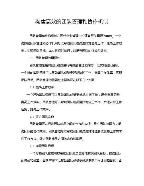 构建高效的团队管理和协作机制