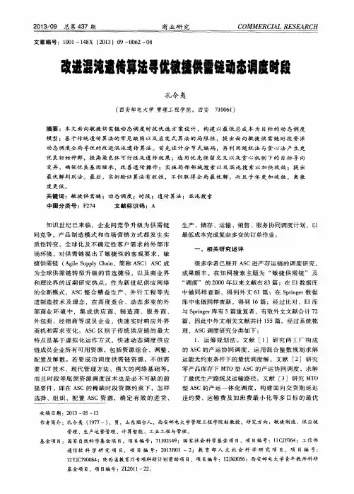 改进混沌遗传算法寻优敏捷供需链动态调度时段