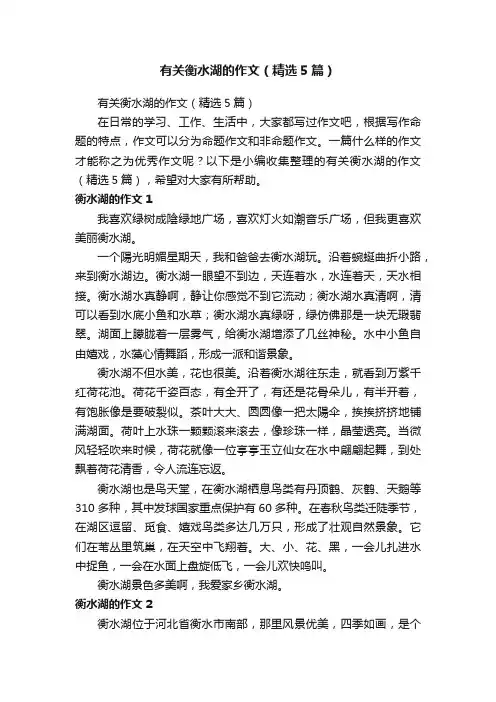 有关衡水湖的作文（精选5篇）