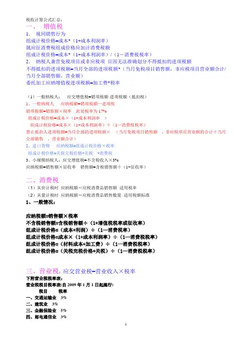 版税收计算公式汇总