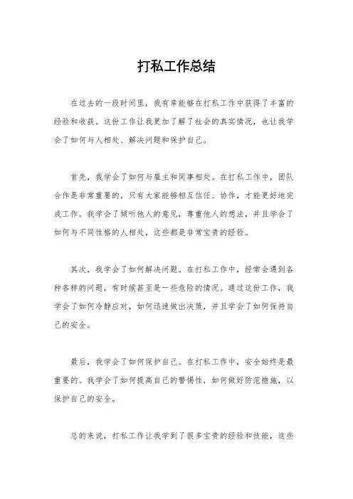 打私工作总结