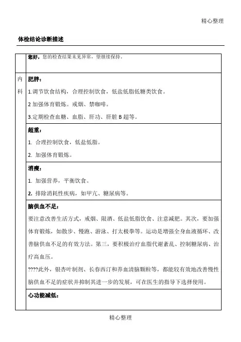 体检结论描述