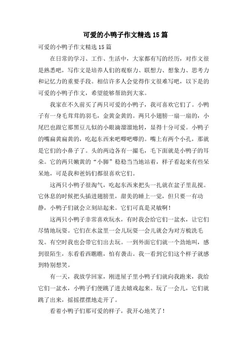 可爱的小鸭子作文15篇