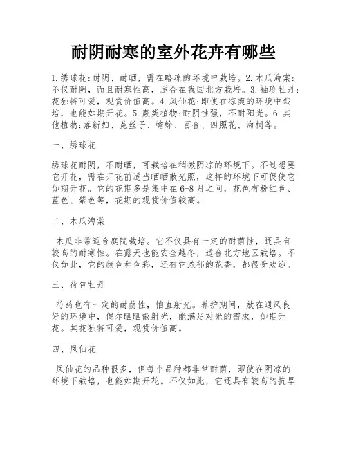 耐阴耐寒的室外花卉有哪些