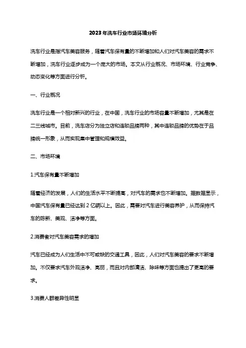 2023年洗车行业市场环境分析