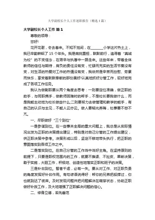 大学副校长个人工作述职报告（精选4篇）