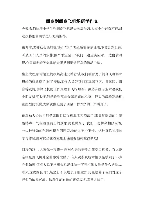 阎良到阎良飞机场研学作文