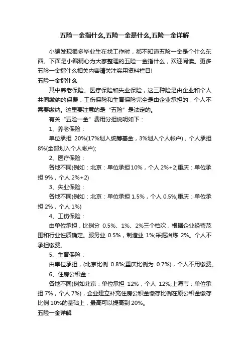 五险一金指什么,五险一金是什么,五险一金详解