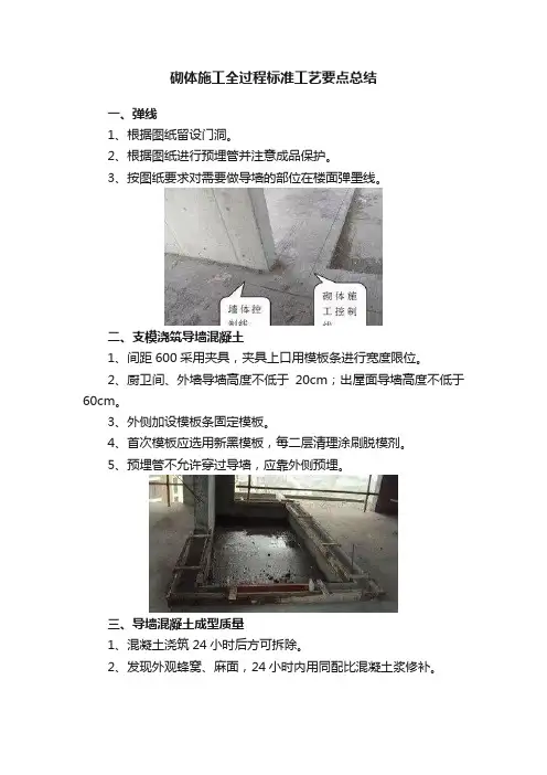 砌体施工全过程标准工艺要点总结