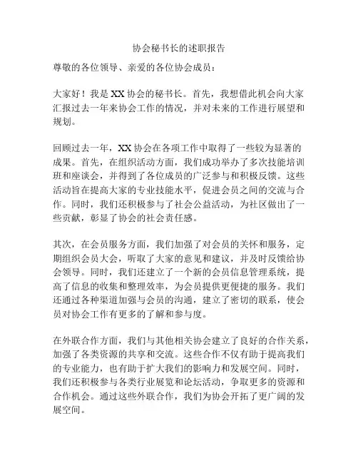 协会秘书长的述职报告